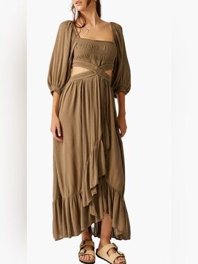 Free People Cross My Heart Cutout Maxi Dress